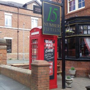 telephone box outside of pub